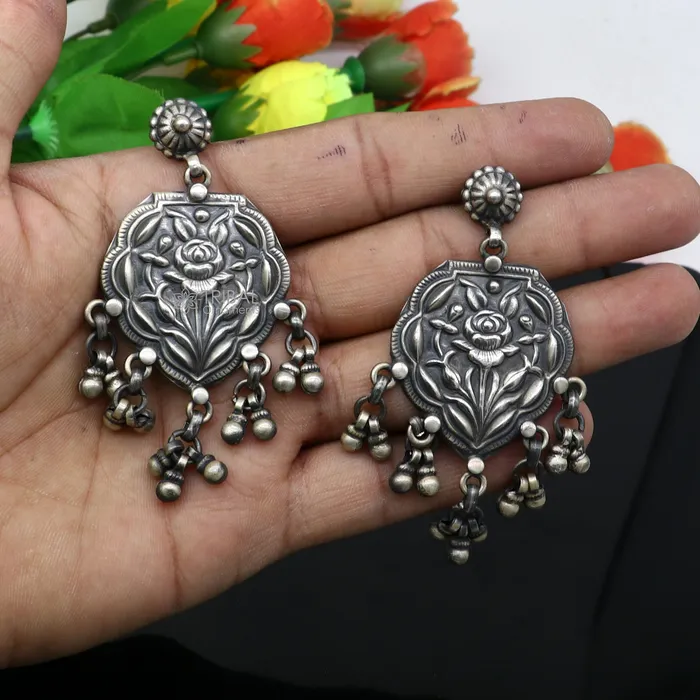 TRIBAL ORNAMENTS Earrings 925 sterling silver ethnic tribal drop dangling earrings s1318 TRIBAL ORNAMENTS Earrings 925 sterling silver ethnic tribal drop dangling earrings s1318