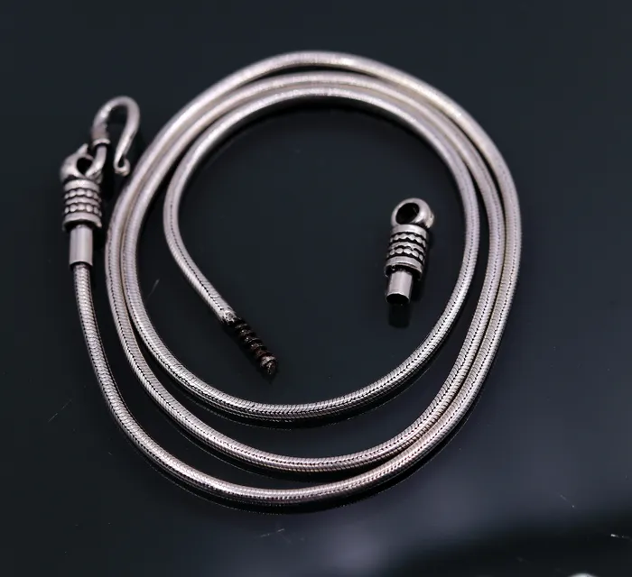 TRIBAL ORNAMENTS Necklaces 16 to 30 long screw chain 925 sterling silver handmade snake chain pendant chain necklace chain oxidized silver chain trendy style