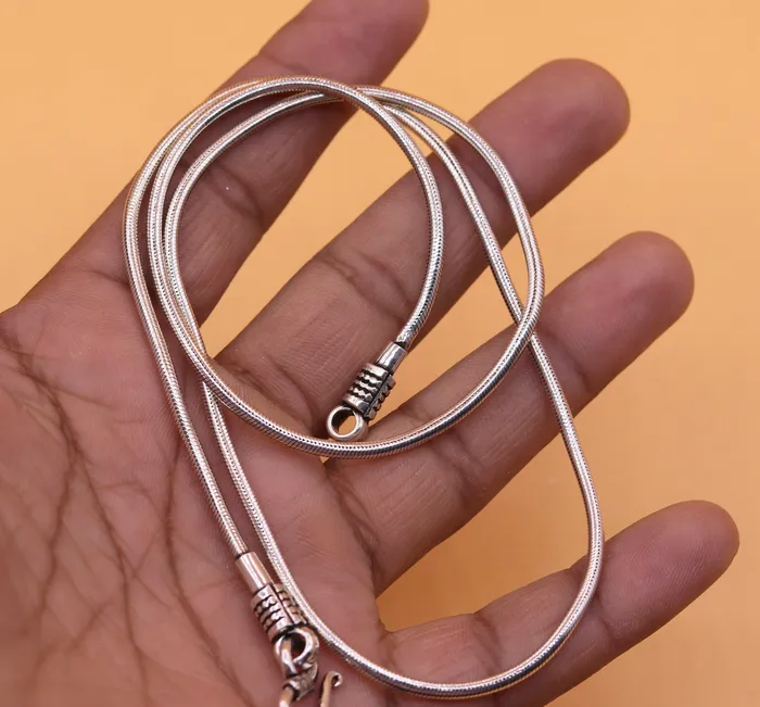 TRIBAL ORNAMENTS Necklaces 16 to 30 long screw chain 925 sterling silver handmade snake chain pendant chain necklace chain oxidized silver chain trendy style