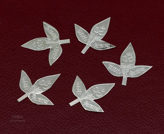 TRIBAL ORNAMENTS Necklaces 28 cm Lord Shiva bel Patra Solid silver handmade solid belva patra shiva worshipping puja article bel tree leaves for puja su599