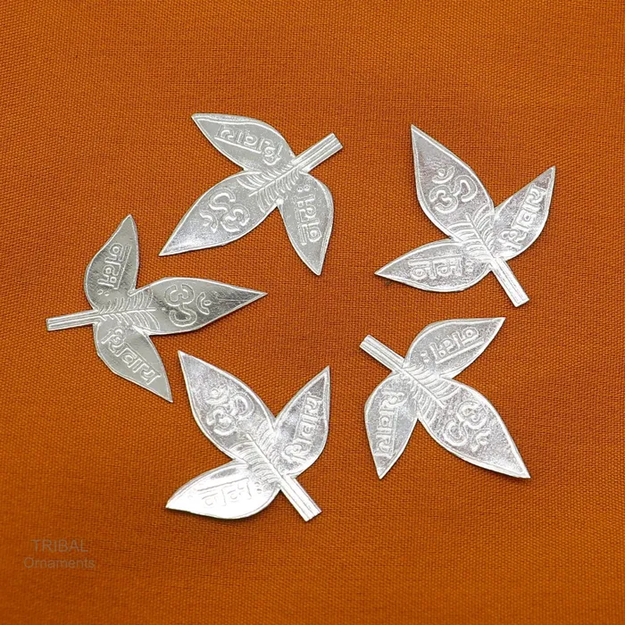 TRIBAL ORNAMENTS Necklaces 28 cm Lord Shiva bel Patra Solid silver handmade solid belva patra shiva worshipping puja article bel tree leaves for puja su599