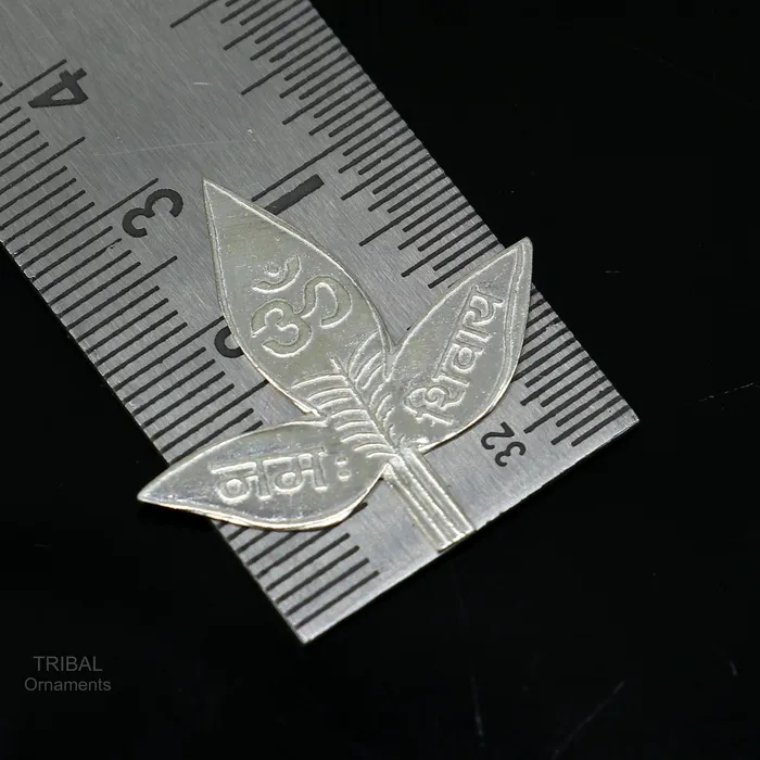 TRIBAL ORNAMENTS Necklaces 28 cm Lord Shiva bel Patra Solid silver handmade solid belva patra shiva worshipping puja article bel tree leaves for puja su599