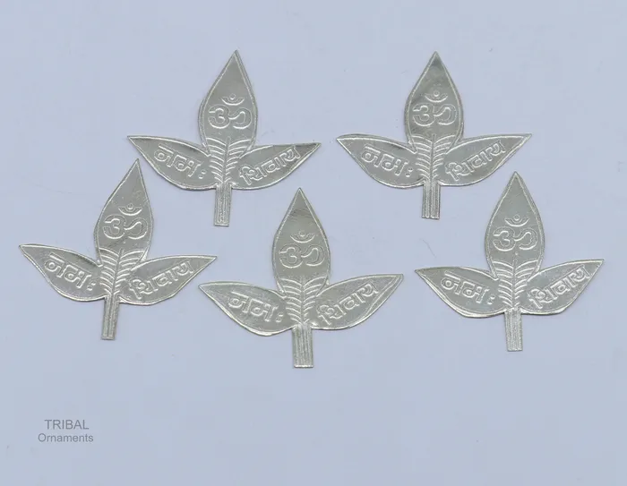 TRIBAL ORNAMENTS Necklaces 28 cm Lord Shiva bel Patra Solid silver handmade solid belva patra shiva worshipping puja article bel tree leaves for puja su599