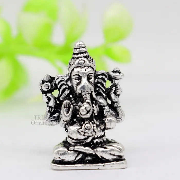 TRIBAL ORNAMENTS Necklaces 925 Sterling silver Divine lord Ganesha statue art best puja figurine for home temple for wealth and prosperity gift art art524