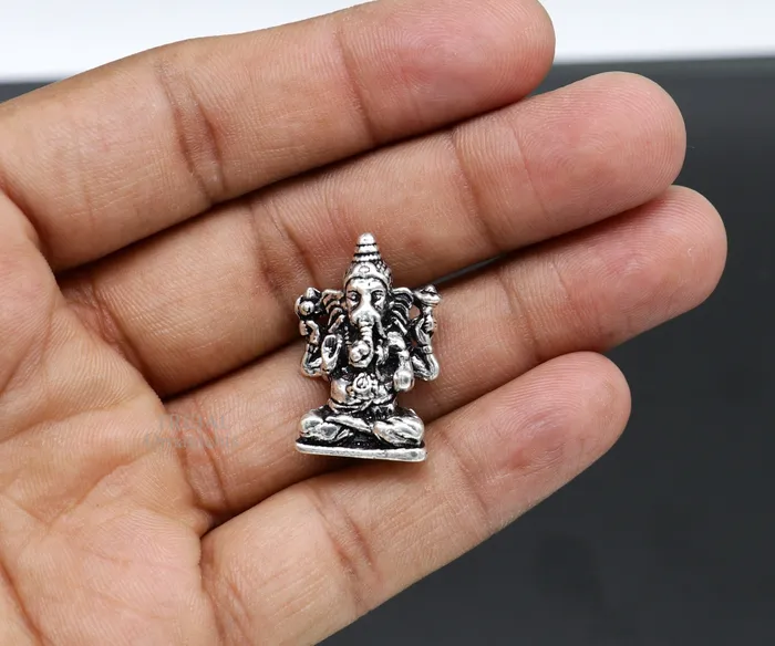TRIBAL ORNAMENTS Necklaces 925 Sterling silver Divine lord Ganesha statue art best puja figurine for home temple for wealth and prosperity gift art art524