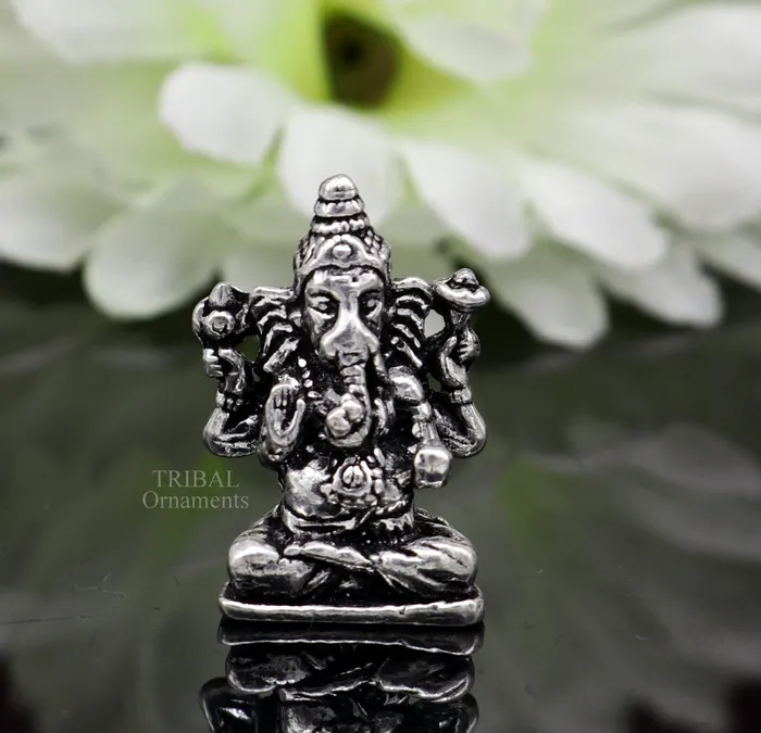 TRIBAL ORNAMENTS Necklaces 925 Sterling silver Divine lord Ganesha statue art best puja figurine for home temple for wealth and prosperity gift art art524
