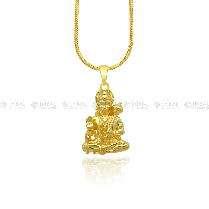 TRIBAL ORNAMENTS Necklaces 925 sterling silver gold polished Lord Hanuman ji divine pendant nsp905 TRIBAL ORNAMENTS Necklaces 925 sterling silver gold polished Lord Hanuman ji divine pendant nsp905