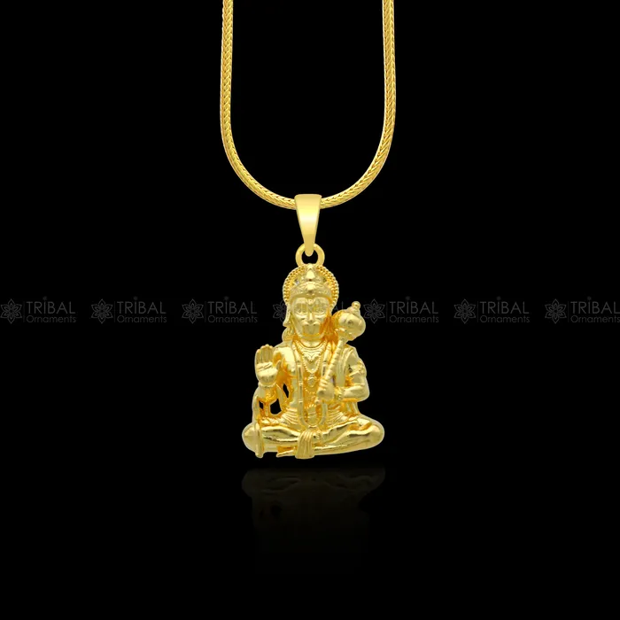 TRIBAL ORNAMENTS Necklaces 925 sterling silver gold polished Lord Hanuman ji divine pendant nsp905 TRIBAL ORNAMENTS Necklaces 925 sterling silver gold polished Lord Hanuman ji divine pendant nsp905