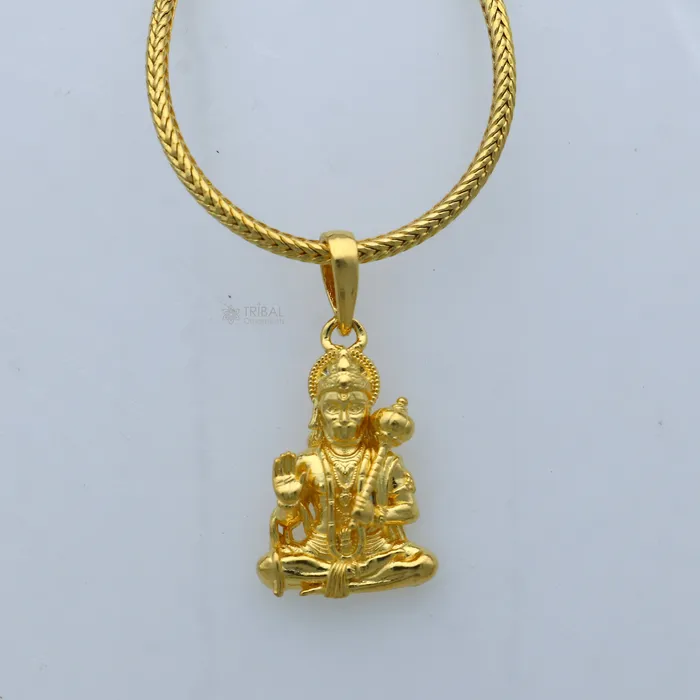 TRIBAL ORNAMENTS Necklaces 925 sterling silver gold polished Lord Hanuman ji divine pendant nsp905 TRIBAL ORNAMENTS Necklaces 925 sterling silver gold polished Lord Hanuman ji divine pendant nsp905