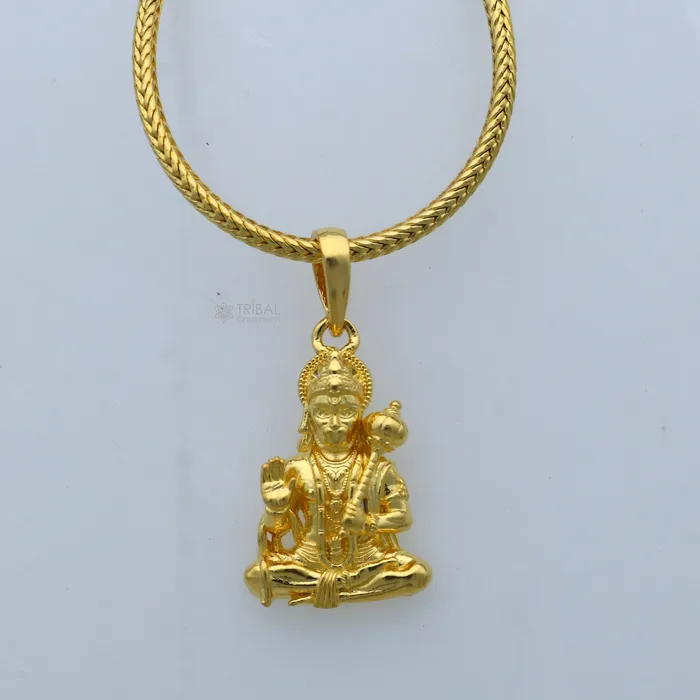 TRIBAL ORNAMENTS Necklaces 925 sterling silver gold polished Lord Hanuman ji divine pendant nsp905 TRIBAL ORNAMENTS Necklaces 925 sterling silver gold polished Lord Hanuman ji divine pendant nsp905