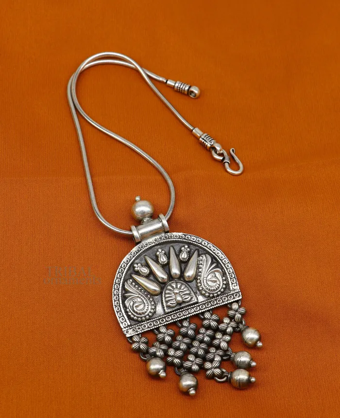 TRIBAL ORNAMENTS Necklaces 925 sterling silver handcrafted indian tribal ethnic pendant antique design wedding charm pendant necklace jewelry india ssp1513