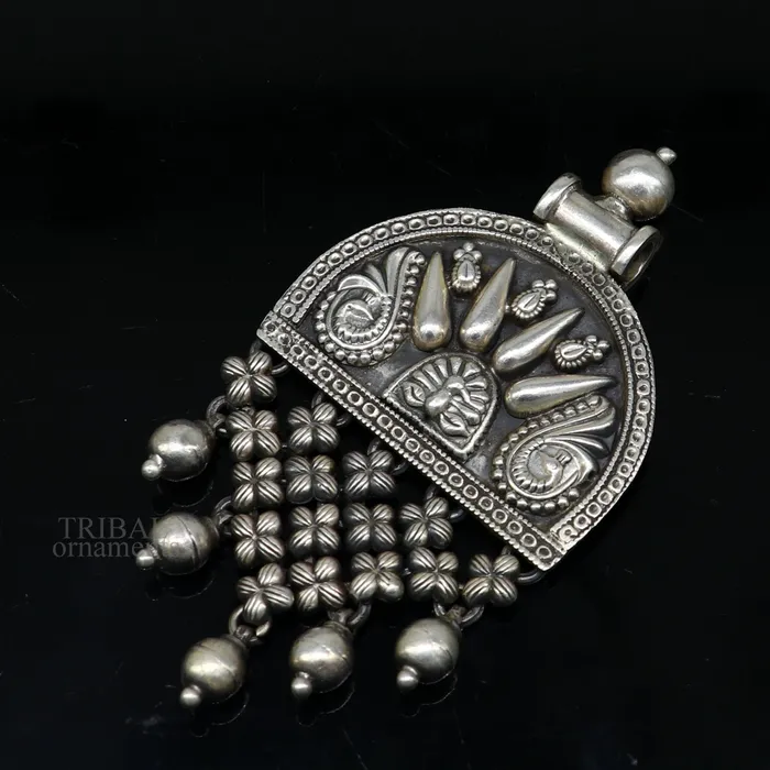 TRIBAL ORNAMENTS Necklaces 925 sterling silver handcrafted indian tribal ethnic pendant antique design wedding charm pendant necklace jewelry india ssp1513