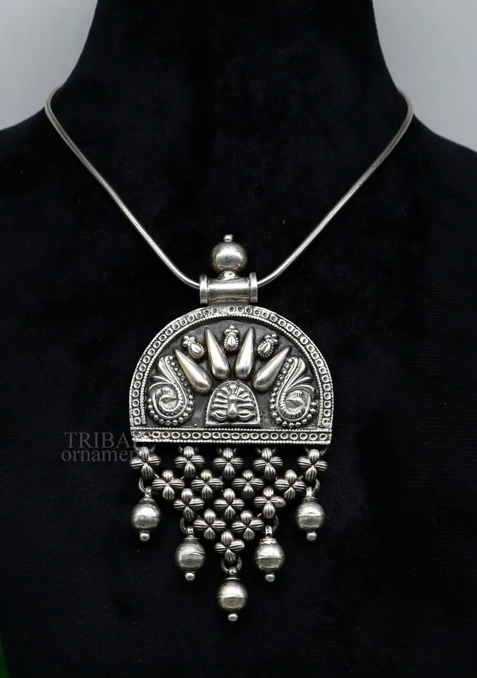 TRIBAL ORNAMENTS Necklaces 925 sterling silver handcrafted indian tribal ethnic pendant antique design wedding charm pendant necklace jewelry india ssp1513