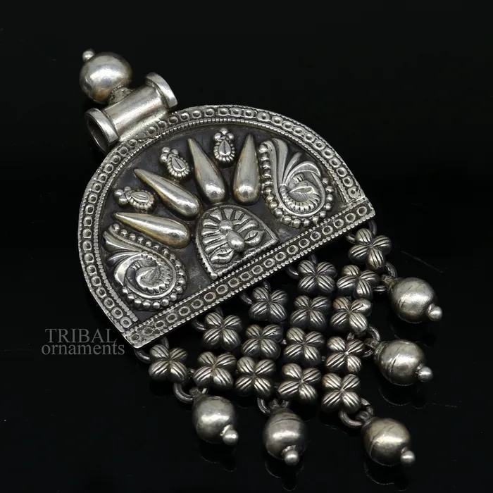 TRIBAL ORNAMENTS Necklaces 925 sterling silver handcrafted indian tribal ethnic pendant antique design wedding charm pendant necklace jewelry india ssp1513