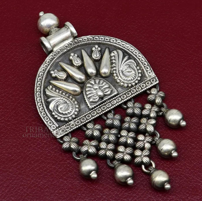 TRIBAL ORNAMENTS Necklaces 925 sterling silver handcrafted indian tribal ethnic pendant antique design wedding charm pendant necklace jewelry india ssp1513