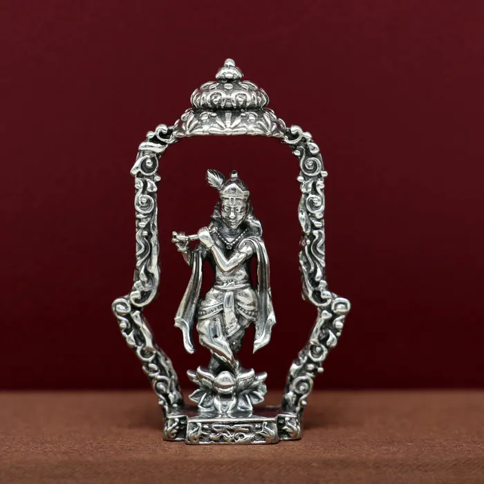 TRIBAL ORNAMENTS Necklaces 925 Sterling silver handmade antique design Idols Lord krishna with flute standing Statue figurine puja articles decorative gift art16 TRIBAL ORNAMENTS Necklaces 925 Sterling silver handmade antique design Idols Lord krishna with flute standing Statue figurine puja articles decorative gift art16