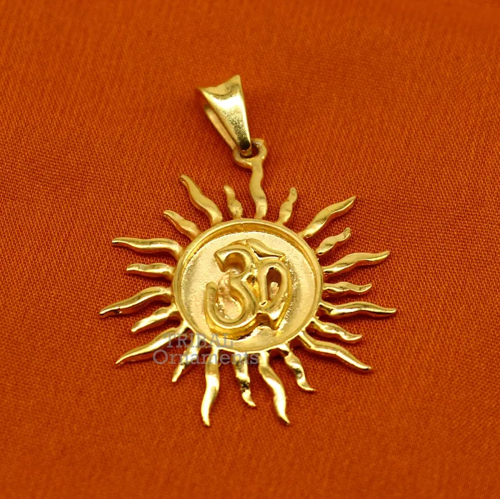 TRIBAL ORNAMENTS Necklaces 925 sterling silver handmade Aum or OM pendant amazing Exclusive gold polished design stunning pendant unisex gifting jewelry nsp465
