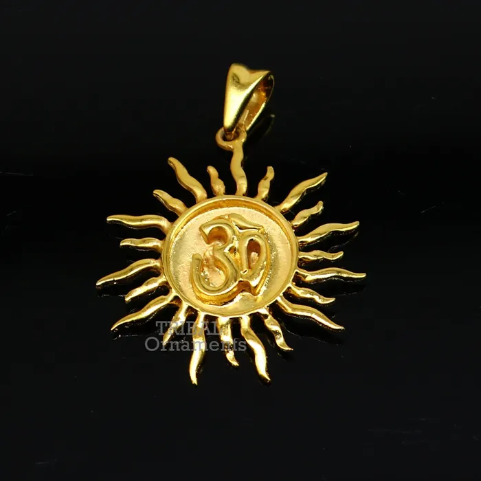 TRIBAL ORNAMENTS Necklaces 925 sterling silver handmade Aum or OM pendant amazing Exclusive gold polished design stunning pendant unisex gifting jewelry nsp465