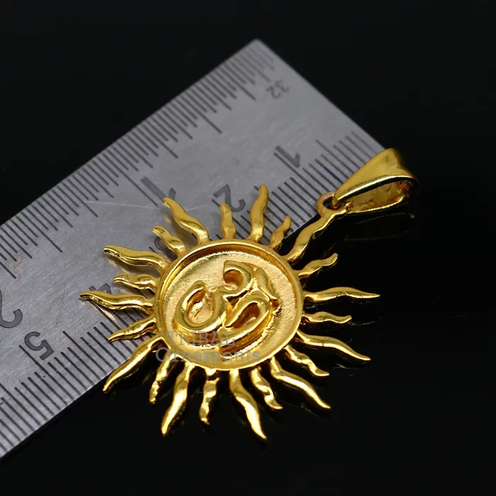 TRIBAL ORNAMENTS Necklaces 925 sterling silver handmade Aum or OM pendant amazing Exclusive gold polished design stunning pendant unisex gifting jewelry nsp465