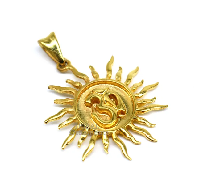 TRIBAL ORNAMENTS Necklaces 925 sterling silver handmade Aum or OM pendant amazing Exclusive gold polished design stunning pendant unisex gifting jewelry nsp465