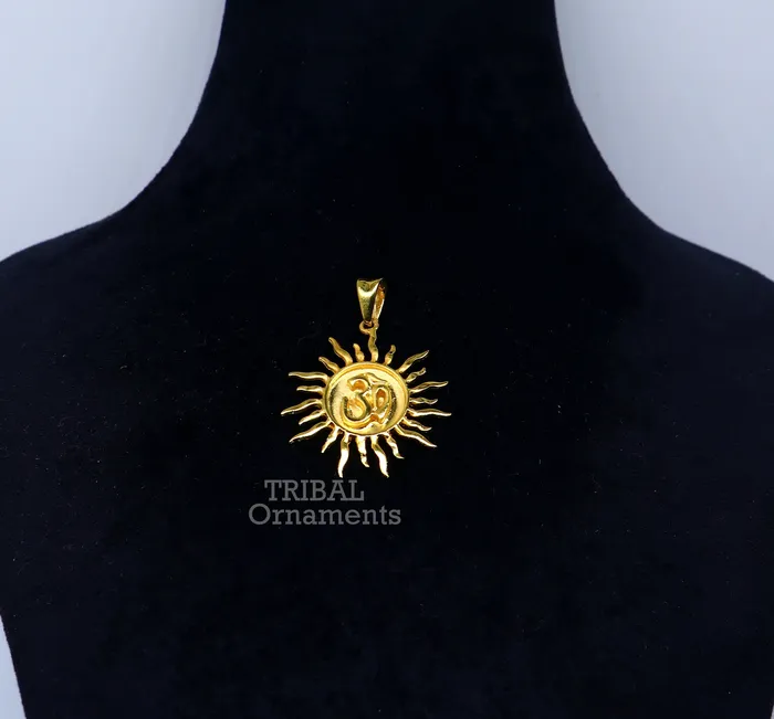 TRIBAL ORNAMENTS Necklaces 925 sterling silver handmade Aum or OM pendant amazing Exclusive gold polished design stunning pendant unisex gifting jewelry nsp465
