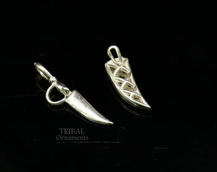 TRIBAL ORNAMENTS Necklaces 925 sterling silver handmade small tiny sword talwar kirpan knife pendant to protect you and kids from negative energy nsp772