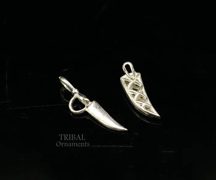 TRIBAL ORNAMENTS Necklaces 925 sterling silver handmade small tiny sword talwar kirpan knife pendant to protect you and kids from negative energy nsp772