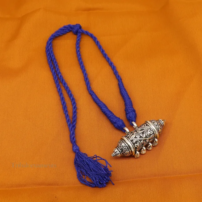 TRIBAL ORNAMENTS Necklaces 925 Sterling silver handmade vintage antique design pendant amulet with hangings bells excellent tribal jewelry from Rajasthan india nec274 TRIBAL ORNAMENTS Necklaces 925 Sterling silver handmade vintage antique design pendant amulet with hangings bells excellent tribal jewelry from Rajasthan india nec274