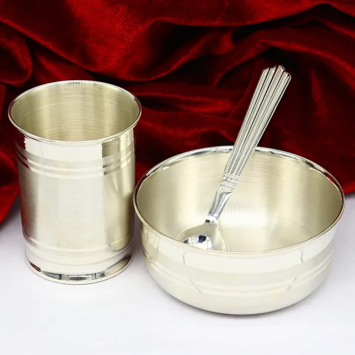 TRIBAL ORNAMENTS Necklaces 999 fine silver water milk glass and bowl silver tumbler silver spoon silver utensilsbest kids gift for rice ceremony Annaprashana sv197