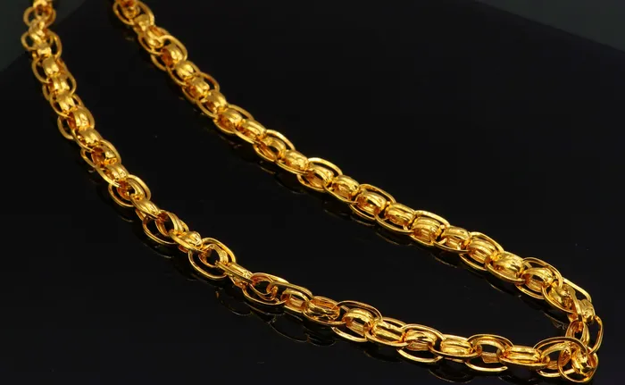 TRIBAL ORNAMENTS Necklaces fabulous 22karat genuine gold handmade link chain beautiful 22 inches 75 mm wide necklace chain