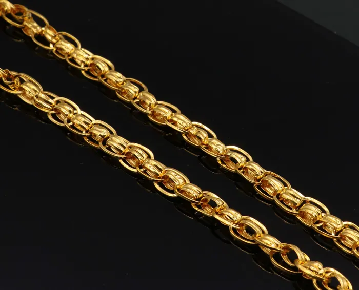 TRIBAL ORNAMENTS Necklaces fabulous 22karat genuine gold handmade link chain beautiful 22 inches 75 mm wide necklace chain