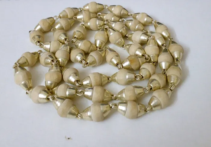 TRIBAL ORNAMENTS Necklaces Fabulous basil rosary handmade beads and silver caps chain indian tribal jewelry tulsi mala used in medical TRIBAL ORNAMENTS Necklaces Fabulous basil rosary handmade beads and silver caps chain indian tribal jewelry tulsi mala used in medical