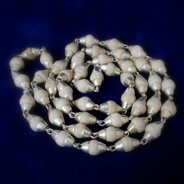 TRIBAL ORNAMENTS Necklaces Fabulous basil rosary handmade beads and silver caps chain indian tribal jewelry tulsi mala used in medical TRIBAL ORNAMENTS Necklaces Fabulous basil rosary handmade beads and silver caps chain indian tribal jewelry tulsi mala used in medical