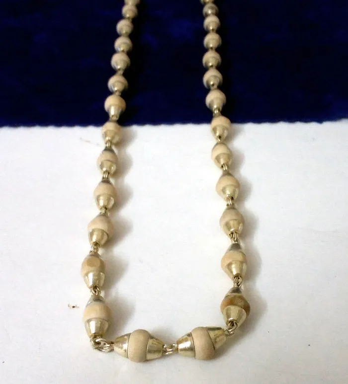 TRIBAL ORNAMENTS Necklaces Fabulous basil rosary handmade beads and silver caps chain indian tribal jewelry tulsi mala used in medical TRIBAL ORNAMENTS Necklaces Fabulous basil rosary handmade beads and silver caps chain indian tribal jewelry tulsi mala used in medical