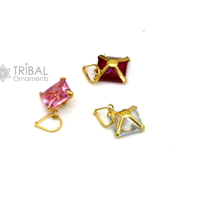 TRIBAL ORNAMENTS Necklaces Fabulous red pink and white color stone Handmade 14kt yellow gold pendant exclusive square shape pendant for daily use jewelry gp32 TRIBAL ORNAMENTS Necklaces Fabulous red pink and white color stone Handmade 14kt yellow gold pendant exclusive square shape pendant for daily use jewelry gp32