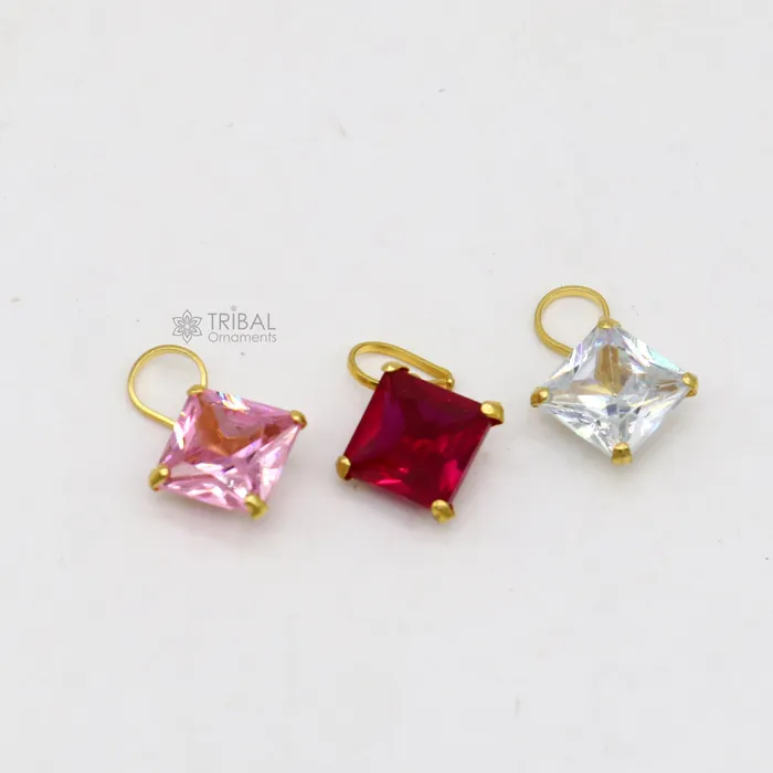TRIBAL ORNAMENTS Necklaces Fabulous red pink and white color stone Handmade 14kt yellow gold pendant exclusive square shape pendant for daily use jewelry gp32 TRIBAL ORNAMENTS Necklaces Fabulous red pink and white color stone Handmade 14kt yellow gold pendant exclusive square shape pendant for daily use jewelry gp32