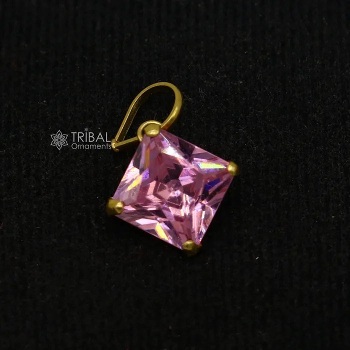 TRIBAL ORNAMENTS Necklaces Fabulous red pink and white color stone Handmade 14kt yellow gold pendant exclusive square shape pendant for daily use jewelry gp32 TRIBAL ORNAMENTS Necklaces Fabulous red pink and white color stone Handmade 14kt yellow gold pendant exclusive square shape pendant for daily use jewelry gp32