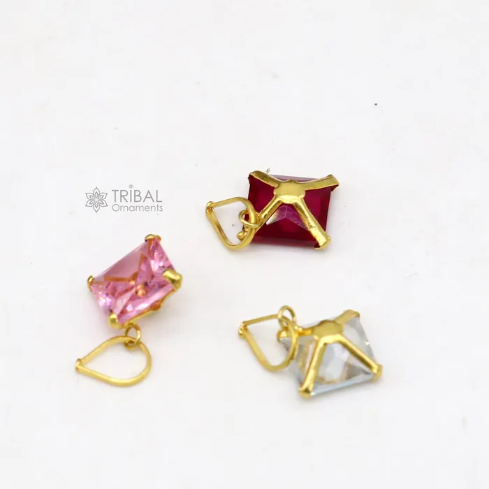 TRIBAL ORNAMENTS Necklaces Fabulous red pink and white color stone Handmade 14kt yellow gold pendant exclusive square shape pendant for daily use jewelry gp32 TRIBAL ORNAMENTS Necklaces Fabulous red pink and white color stone Handmade 14kt yellow gold pendant exclusive square shape pendant for daily use jewelry gp32
