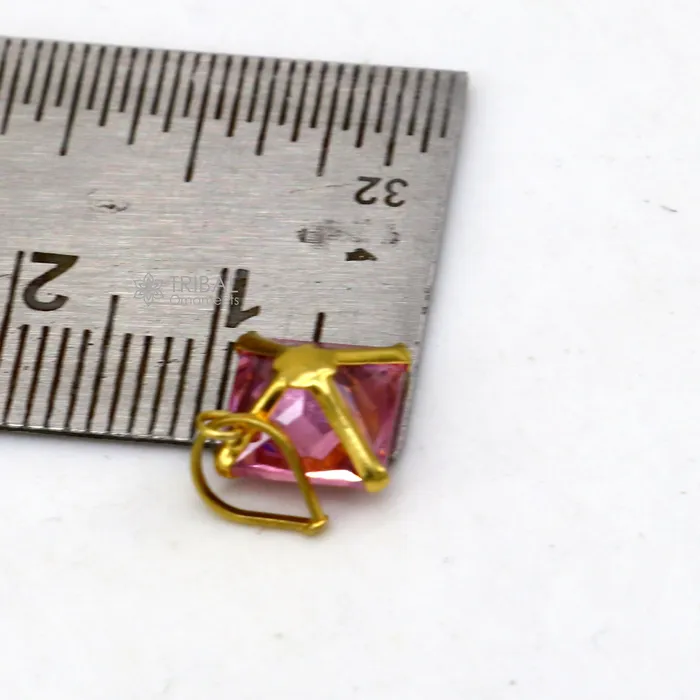 TRIBAL ORNAMENTS Necklaces Fabulous red pink and white color stone Handmade 14kt yellow gold pendant exclusive square shape pendant for daily use jewelry gp32 TRIBAL ORNAMENTS Necklaces Fabulous red pink and white color stone Handmade 14kt yellow gold pendant exclusive square shape pendant for daily use jewelry gp32