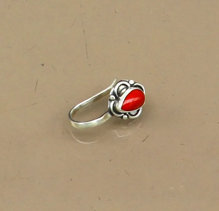 TRIBAL ORNAMENTS Necklaces fabulous stylish 925 sterling silver customized single coral nose pin best gift nose plug clipon nose pin fabulous party wear np111