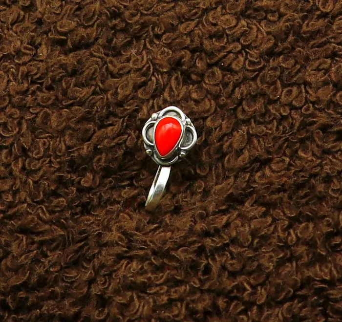 TRIBAL ORNAMENTS Necklaces fabulous stylish 925 sterling silver customized single coral nose pin best gift nose plug clipon nose pin fabulous party wear np111