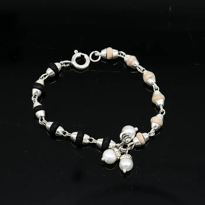 TRIBAL ORNAMENTS Necklaces Handmade basil rosary beaded bracelet or necklace for baby krishna figurine or sculpture best puja tulsi neckace sbr222