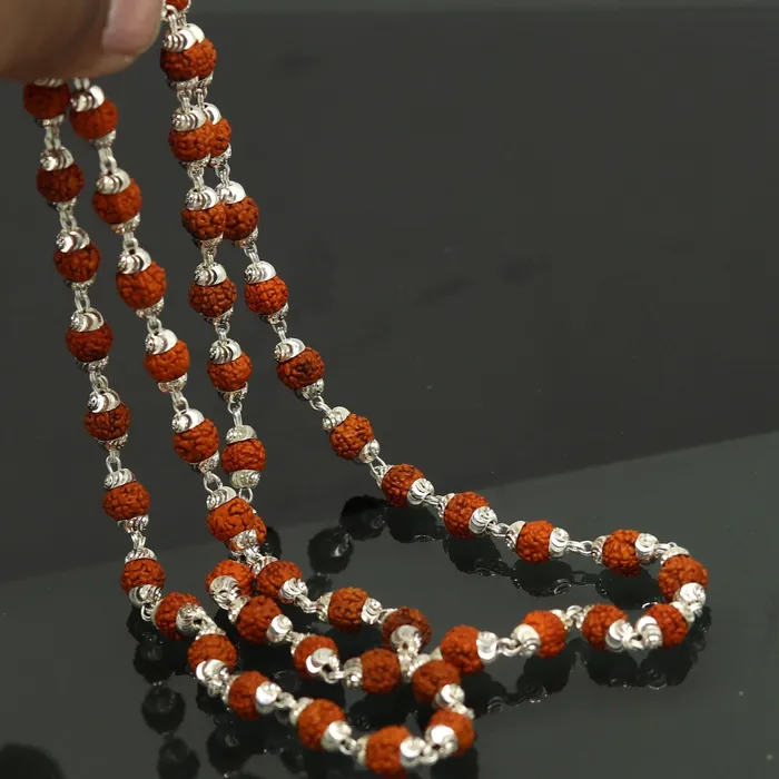 TRIBAL ORNAMENTS Necklaces Handmade Sterling silver gorgeous natural Rudraksh beads 23 long 54 beads japp mala necklace chanting necklace praying mantra ch79 TRIBAL ORNAMENTS Necklaces Handmade Sterling silver gorgeous natural Rudraksh beads 23 long 54 beads japp mala necklace chanting necklace praying mantra ch79