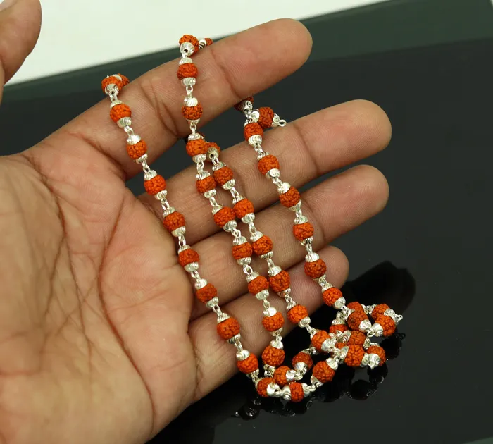 TRIBAL ORNAMENTS Necklaces Handmade Sterling silver gorgeous natural Rudraksh beads 23 long 54 beads japp mala necklace chanting necklace praying mantra ch79 TRIBAL ORNAMENTS Necklaces Handmade Sterling silver gorgeous natural Rudraksh beads 23 long 54 beads japp mala necklace chanting necklace praying mantra ch79