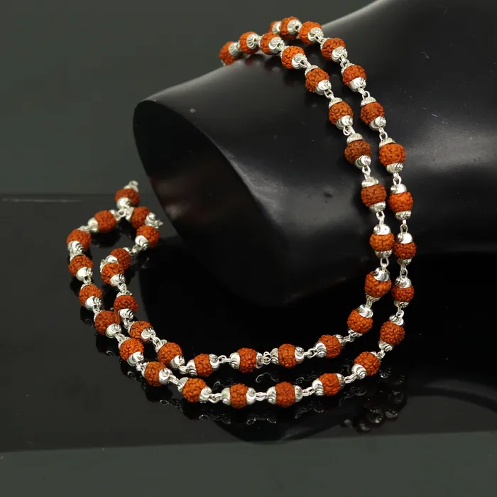 TRIBAL ORNAMENTS Necklaces Handmade Sterling silver gorgeous natural Rudraksh beads 23 long 54 beads japp mala necklace chanting necklace praying mantra ch79 TRIBAL ORNAMENTS Necklaces Handmade Sterling silver gorgeous natural Rudraksh beads 23 long 54 beads japp mala necklace chanting necklace praying mantra ch79