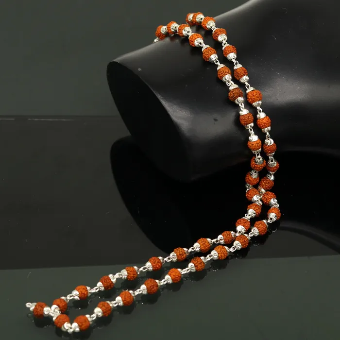 TRIBAL ORNAMENTS Necklaces Handmade Sterling silver gorgeous natural Rudraksh beads 23 long 54 beads japp mala necklace chanting necklace praying mantra ch79 TRIBAL ORNAMENTS Necklaces Handmade Sterling silver gorgeous natural Rudraksh beads 23 long 54 beads japp mala necklace chanting necklace praying mantra ch79