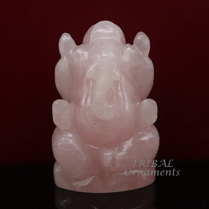 TRIBAL ORNAMENTS Necklaces Idol Ganesha handcrafted Natural rose quartz stone statue figurine home temple God Ganesha stone sculpture for wealth and prosperity stna05 TRIBAL ORNAMENTS Necklaces Idol Ganesha handcrafted Natural rose quartz stone statue figurine home temple God Ganesha stone sculpture for wealth and prosperity stna05