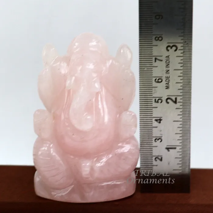 TRIBAL ORNAMENTS Necklaces Idol Ganesha handcrafted Natural rose quartz stone statue figurine home temple God Ganesha stone sculpture for wealth and prosperity stna05 TRIBAL ORNAMENTS Necklaces Idol Ganesha handcrafted Natural rose quartz stone statue figurine home temple God Ganesha stone sculpture for wealth and prosperity stna05