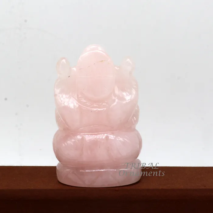 TRIBAL ORNAMENTS Necklaces Idol Ganesha handcrafted Natural rose quartz stone statue figurine home temple God Ganesha stone sculpture for wealth and prosperity stna05 TRIBAL ORNAMENTS Necklaces Idol Ganesha handcrafted Natural rose quartz stone statue figurine home temple God Ganesha stone sculpture for wealth and prosperity stna05