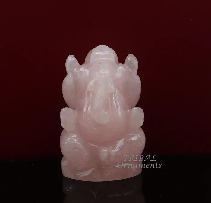 TRIBAL ORNAMENTS Necklaces Idol Ganesha handcrafted Natural rose quartz stone statue figurine home temple God Ganesha stone sculpture for wealth and prosperity stna05 TRIBAL ORNAMENTS Necklaces Idol Ganesha handcrafted Natural rose quartz stone statue figurine home temple God Ganesha stone sculpture for wealth and prosperity stna05